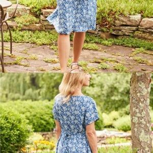 Vintage style April Cornell Blue Floral Midi Dress Christine Dress RayonCotton